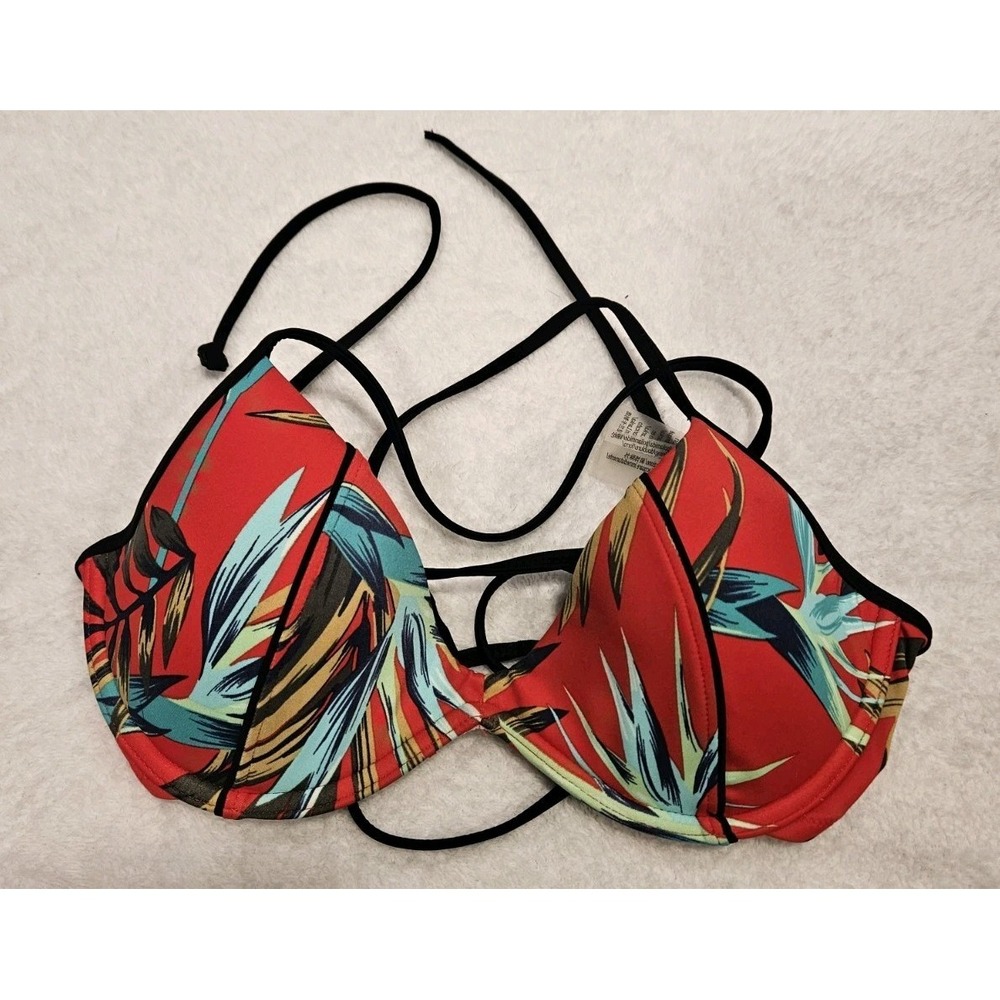 Pink Victoria's Secret Bikini Top Tropical Vibrant Colors Small